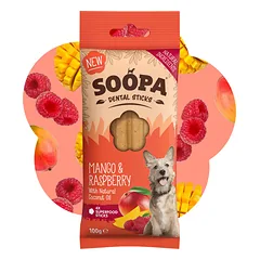 SOOPA Mango ir aviečių lazdelės šunims, Mango & Raspberry Dog Dental Sticks, 100g