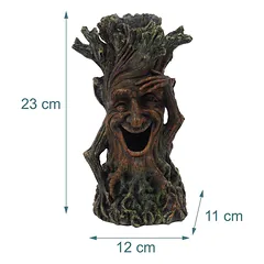 Akvariumo dekoracija Relaxdays, Medžio su veiduku formos, 23 × 12 × 11 cm — 4 nuotrauka