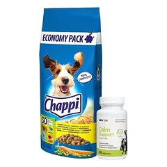 CHAPPI 13,5 kg - sausas maistas šunims su paukštiena ir daržovėmis + LAB-V Calm Support - streso ir elgesio sutrikimų simptomų palaikymas 45 kapsulės