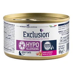 Exclusion Hypoalergenic dietinis konservuotas pašaras katėms su kiauliena ir bulvėm, 85 g
