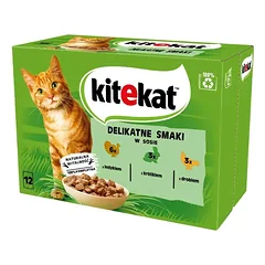 KITEKAT Delikatesiniai skoniai padaže 12x85g drėgnas kačių ėdalas su kalakutiena, triušiena, paukštiena nuotrauka