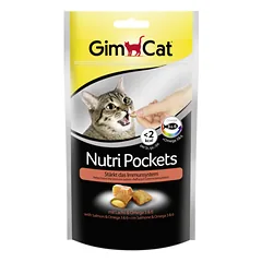 GIMCAT Nutri Pockets skanėstai katėms su lašiša ir Omega 3&6, 60 g
