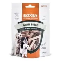 BOXBY Mini Bites trumpos juostelės su vištiena ir žuvimi