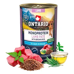 Ontario Adult Monoprotein Lamb ėrienos paštetas su rudaisiais ryžiais 200 g / 400 g