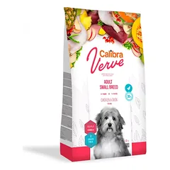 CALIBRA Dog Verve GF begrūdis sausas maistas suaugusiems mažų veislių šunims su vištiena ir antiena 6 kg