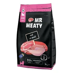 MR MEATY Puppies Veal with Quail XS 9 kg veršiena su stručiu, sausas maistas šuniukams