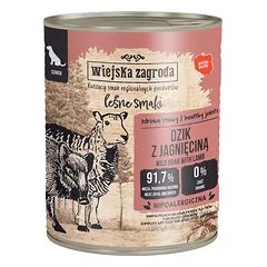 WIEJSKA ZAGRODA Miško skoniai Šernas su ėriena – šlapias maistas vyresniems šunims 6x800 g