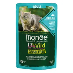 Monge BWild kons. pašaras su menke, krevetėmis ir daržovėmis padaže 85g