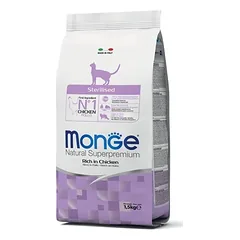Monge Natural Superpremium Sterilised su vištiena sausas maistas suaugusioms sterilizuotoms katėms, 1.5 kg — 1 nuotrauka
