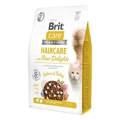 Brit Care Cat Haircare with Raw Delights sausas pašaras katėms 2kg
