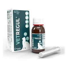 Vetregul maisto papildas šunims, katėms, šeškams ir graužikams, reguliuojantis virškinamojo trakto veiklą 50 ml