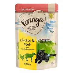 Feringa Classic Meat meniu Kitten maišeliai, drėgnas maistas kačiukams 12 x 85 g — 5 nuotrauka