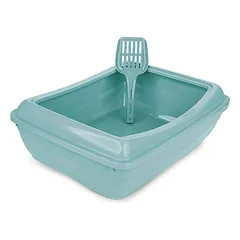 HapPet tualetas su grotelėmis ir semtuvėliu 50cm pilkai melsvas