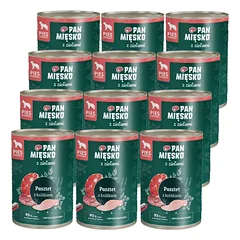 PAN MIĘSKO su žolelėmis – triušienos paštetas, šlapias šunų maistas, 12x400 g 