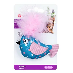 Flamingo Cat Winny Bird - žaislinis paukštis katėms, su boa plunksna ir katžole, čežantis