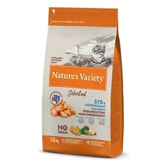 Nature’s Variety No Grain Sterilized Cat su lašiša – sausas maistas sterilizuotoms katėms, 1,25 kg