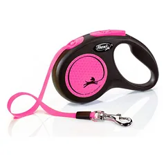 Flexi New Neon Tape M 5m Pink automatinė pavadėlė šunims su atspindinčiais elementais, rožinė