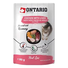 Ontario Herb Kitten – konservai kačiukams su vištiena ir kepenėlėmis 80g