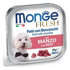 Monge Fresh paštetas šunims su jautienos gabalėliais 100g