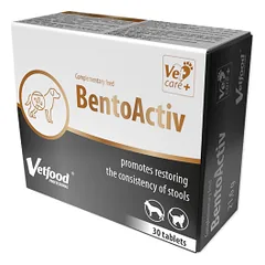 Vetfood BentoActiv papildai šunims ir katėms, esant virškinimo sutrikimams, viduriuojant, 30 tablečių