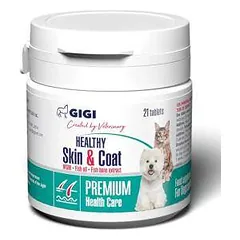 Gigi Healthy Skin and Coat papildai šunims ir katėms, padedantys palaikyti sveiką odą ir kailį, N21