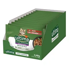 Ultima Cat Expert Nutrition Hairball su jautiena ir lašiša, drėgnas maistas katėms — 3 nuotrauka