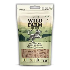 WILD FARM minkštos lašišos juostelės su taurinu 50g skanėstas katėms