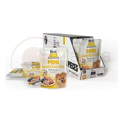 Brit Care Mini Rabbit Salmon fillets in gravy konservai šunims maišeliuose 85g nuotrauka