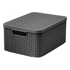 Krepšelis Curver su dangčiu "Rattan Style M graphite