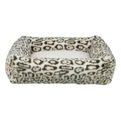 TRIXIE Katzen- und Hundebett Leo mit Rand aus Plüsch im Leoparden-Look