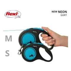 Flexi New Neon M automatinis pavadys, 5 m, juostelė, mėlynas — 5 nuotrauka