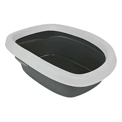 Trixie Carlo Litter Tray kačių tualeto su apvadu, pilka/šviesiai pilka, 31x14x43 cm