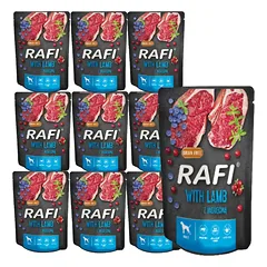 Rafi su ėriena šunims - paketėlis 10x300g (juoda pakuotė)