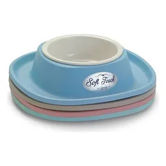 Georplast soft touch plastmasinis dubenėlis su neslystančiu pagrindu katėms ir šunims, įvairių spalvų, 20×3,5 cm