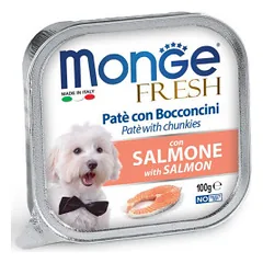 Monge Fresh paštetas su lašišos gabaliukais šunims
