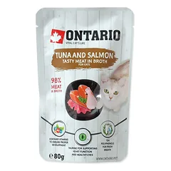 ONTARIO Tuna & Salmon – konservai katėms su tunu ir lašiša sultinyje 80g