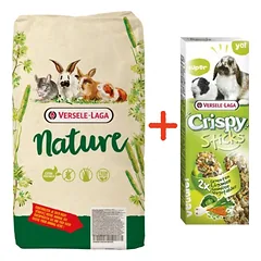 VERSELE-LAGA Cuni Nature 9kg - miniatiūriniams triušiukams + VERSELE LAGA Crispy Sticks Rabbits-Guinea Pigs Vegetsbles 110g - 2 daržovių kolbos triušiams ir jūrų kiaulytėms