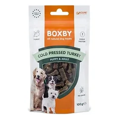 Boxby Cold Pressed Turkey šalto spaudimo skanėstas šuniukams ir suaugusiems šunims su kalakutiena, 100 g