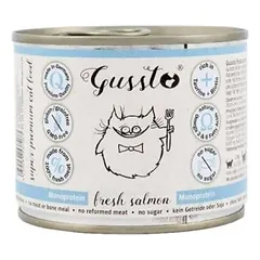 GUSSTO Cat Fresh Salmon drėgnas kačių ėdalas šviežia lašiša 12x200g