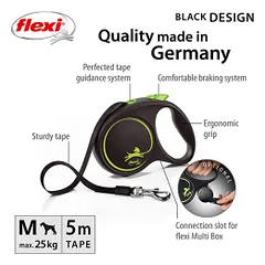 Flexi Black Design juostinis, žalias pavadėlis šunims, M, 5 m — 2 nuotrauka