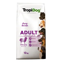 TROPIDOG premium adult medium & large breed  ėriena su ryžiais 12 kg