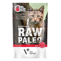 VETEXPERT RAW PALEO Sterilised beef 100 g šlapias maistas kastruotoms katėms jautiena