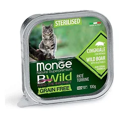 Monge Bwild Adult Sterilised Wild Boar with Vegetables begrūdis paštetas katėms