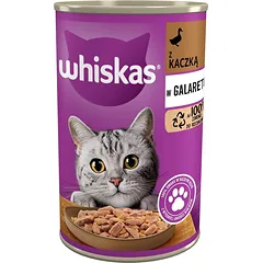 WHISKAS Adult skardinė 400 g - drėgnas kačių ėdalas su antiena drebučiuose