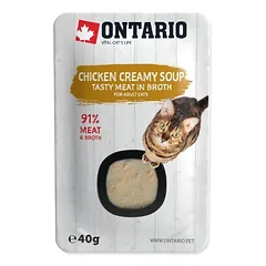 Ontario drėgnas maistas (sriuba) katėms su vištiena, sūriu ir ryžiais, 40 g