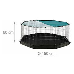 Lauko aptvaras su tinkleliu ir grindimis naminiams gyvūnams 60x150cm., juodos/sidabrinės/žalios spalvos — 4 nuotrauka