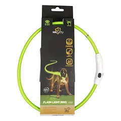 Šviečiantis antkaklis šunims, SEECURITY, nailoninis, USB, žalias, 65 cm — 4 nuotrauka