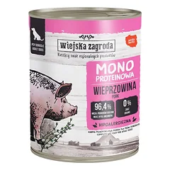 WIEJSKA ZAGRODA Monoproteinai Kiauliena drėgna maistas šunims 800 g