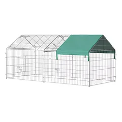 Lauko aptvaras smulkiems gyvūnams su stogeliu ir 4 smaigais, 220 x 103 x 103 cm, juodas su žaliu