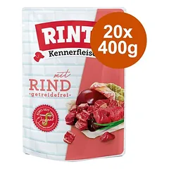 RINTI Kennerfleisch Pouches drėgnas maistas šunims, ekonominė pakuotė 20 x 400 g